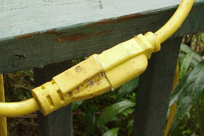A weatherproofed outdoor extention cord after  wiping off the excess dielectric filler grease